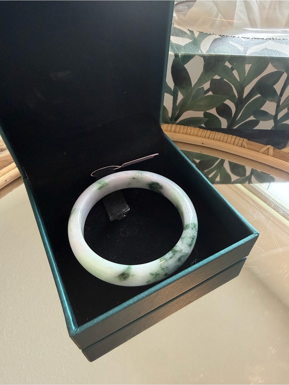 $4000CAD GIA Appraisal Jade-Inspired Green & White Bangle Bracelet size 58mm - Picture 3 of 14